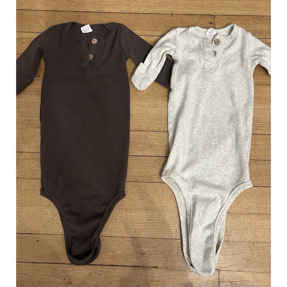 Little One Shop Sleep Gown Pajamas Lot Newborn 0-3 Months Unisex Gray Sleepers